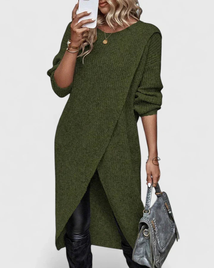 Alice | Women's Knit Sweater Dress with Wrap Hem