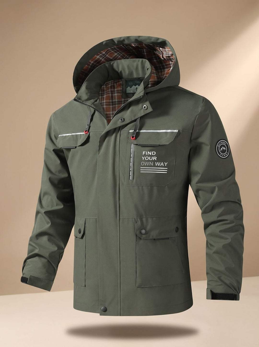 Tom | Men's Water-Repellent Outdoor Jacket with Hood and Multiple Pockets, Black