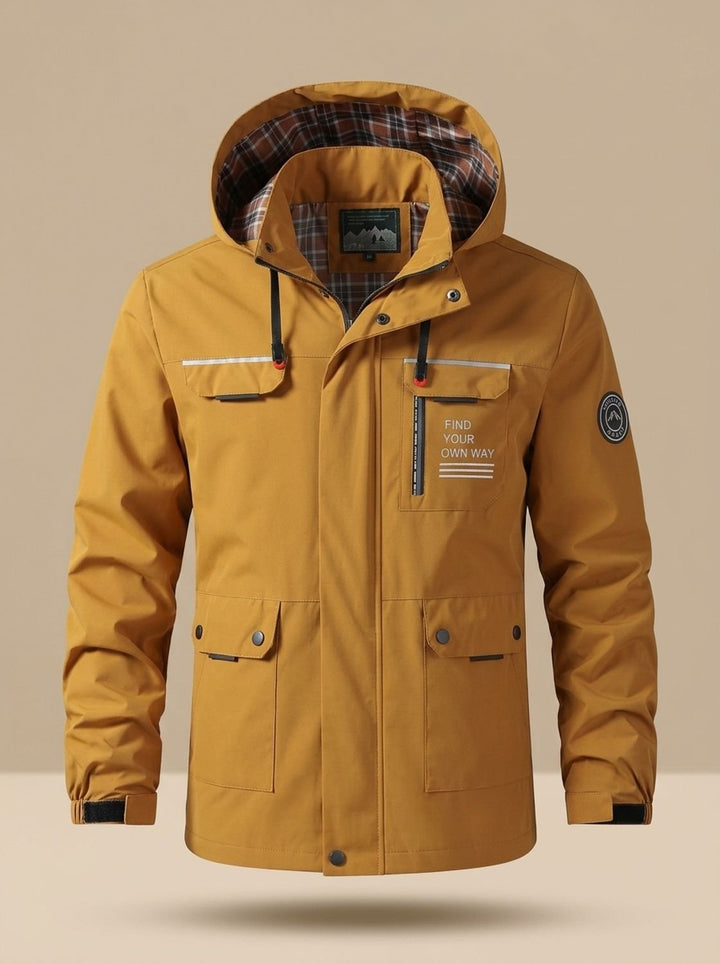 Tom | Men's Water-Repellent Outdoor Jacket with Hood and Multiple Pockets, Black