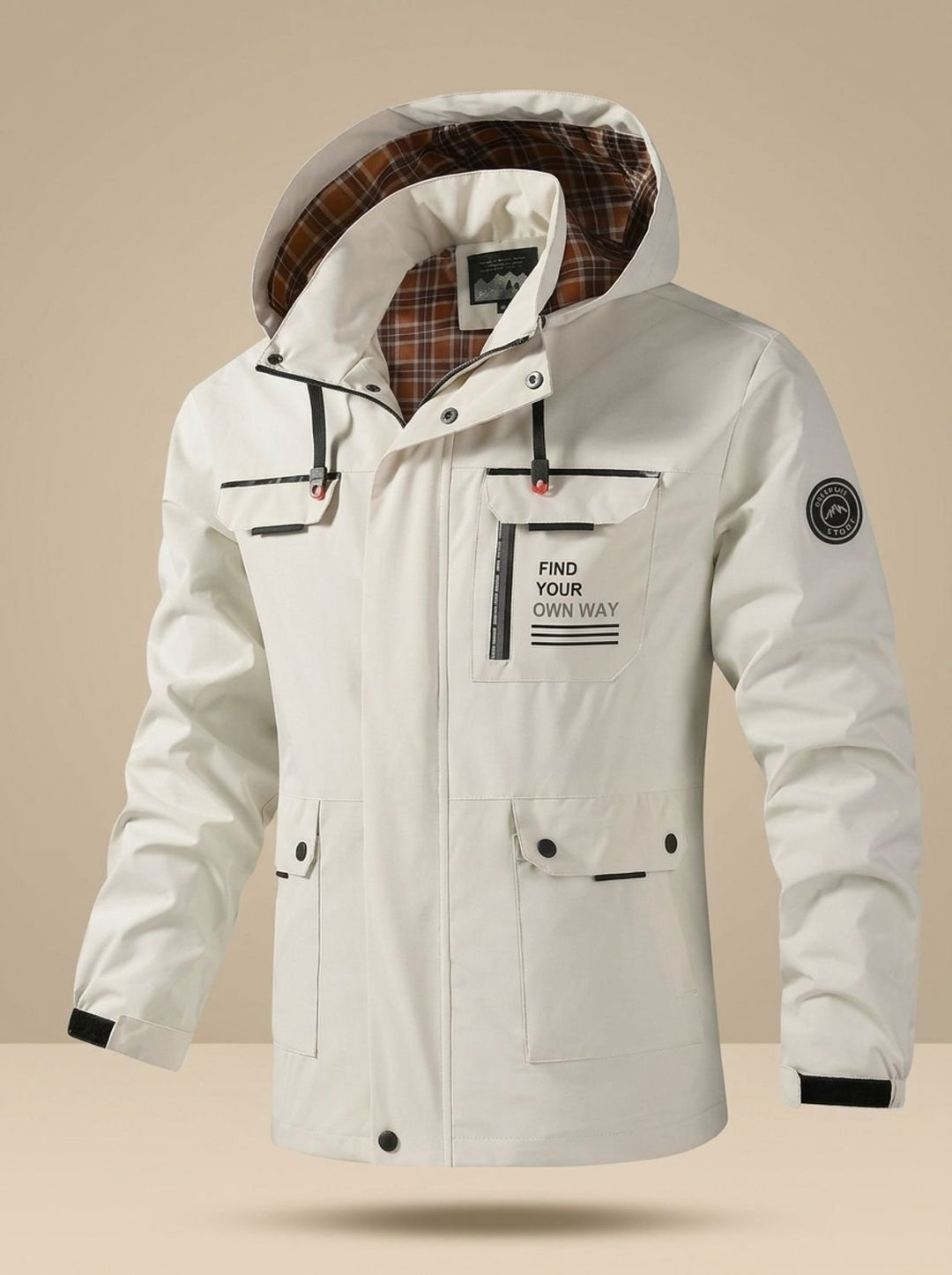 Tom | Men's Water-Repellent Outdoor Jacket with Hood and Multiple Pockets, Black