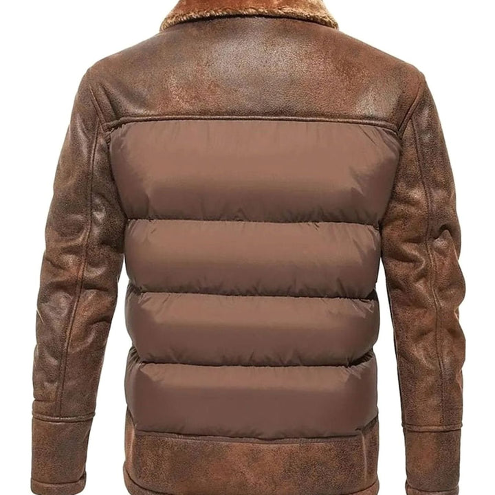 Oliver | Men's Winter Puffer Jacket with Faux Fur Collar and Faux Leather Sleeves