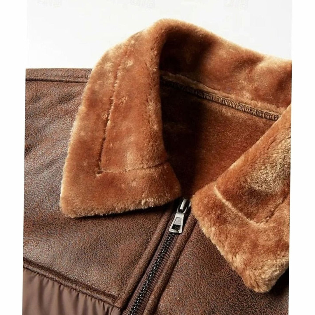 Oliver | Men's Winter Puffer Jacket with Faux Fur Collar and Faux Leather Sleeves