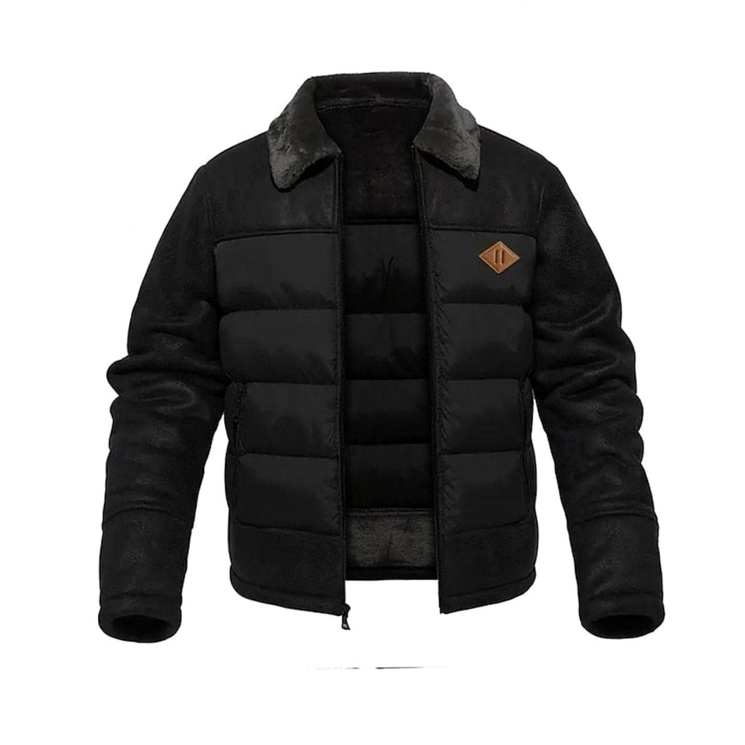 Oliver | Men's Winter Puffer Jacket with Faux Fur Collar and Faux Leather Sleeves