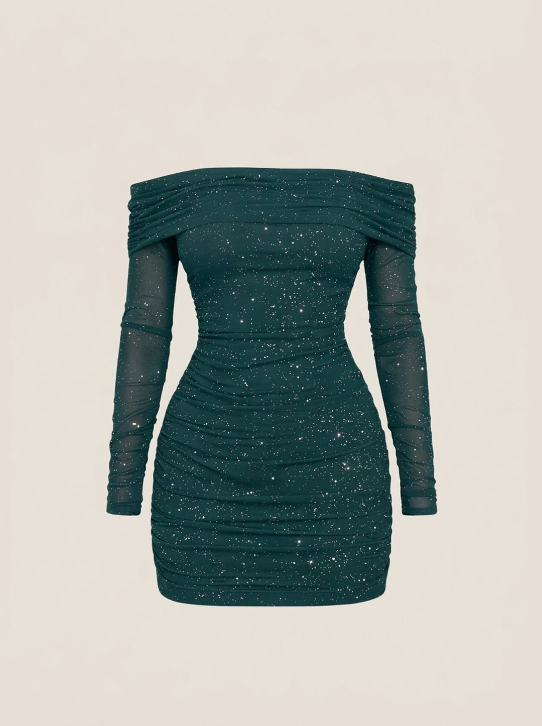Matilda | Women’s Black Sequin Off-Shoulder Long Sleeve Bodycon Mini Dress