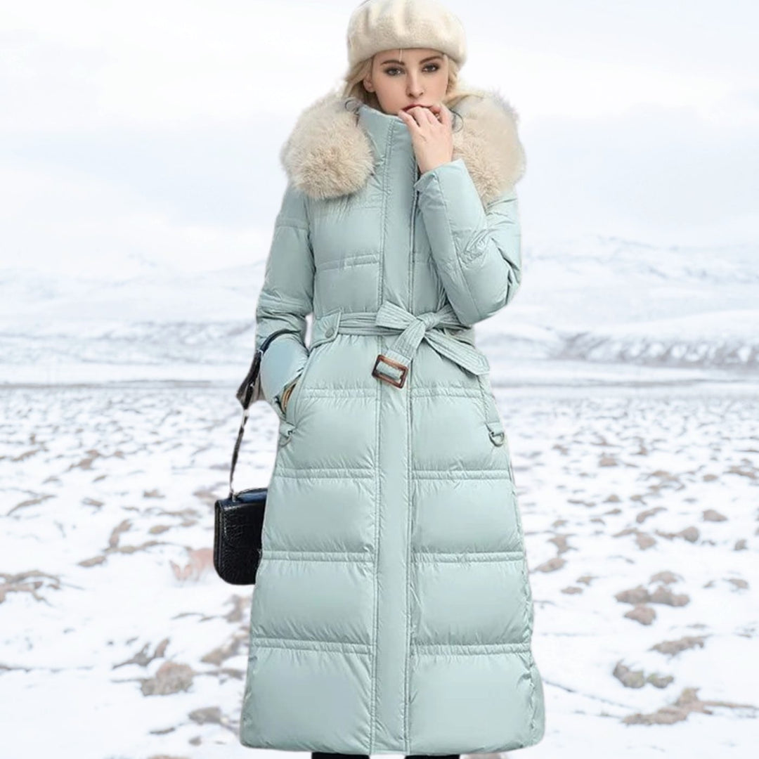 Women's Designer Fur-Hood Longline Puffer Winter Parka
