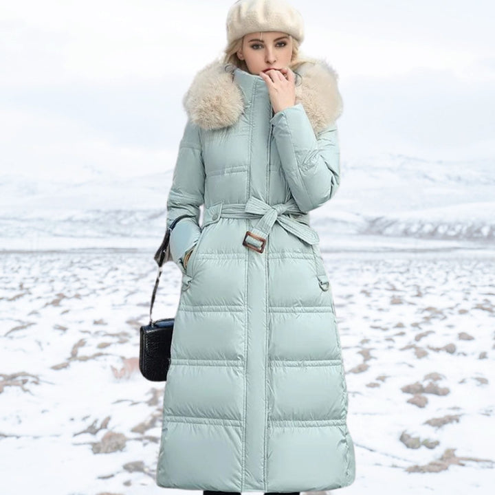 Women's Designer Fur-Hood Longline Puffer Winter Parka