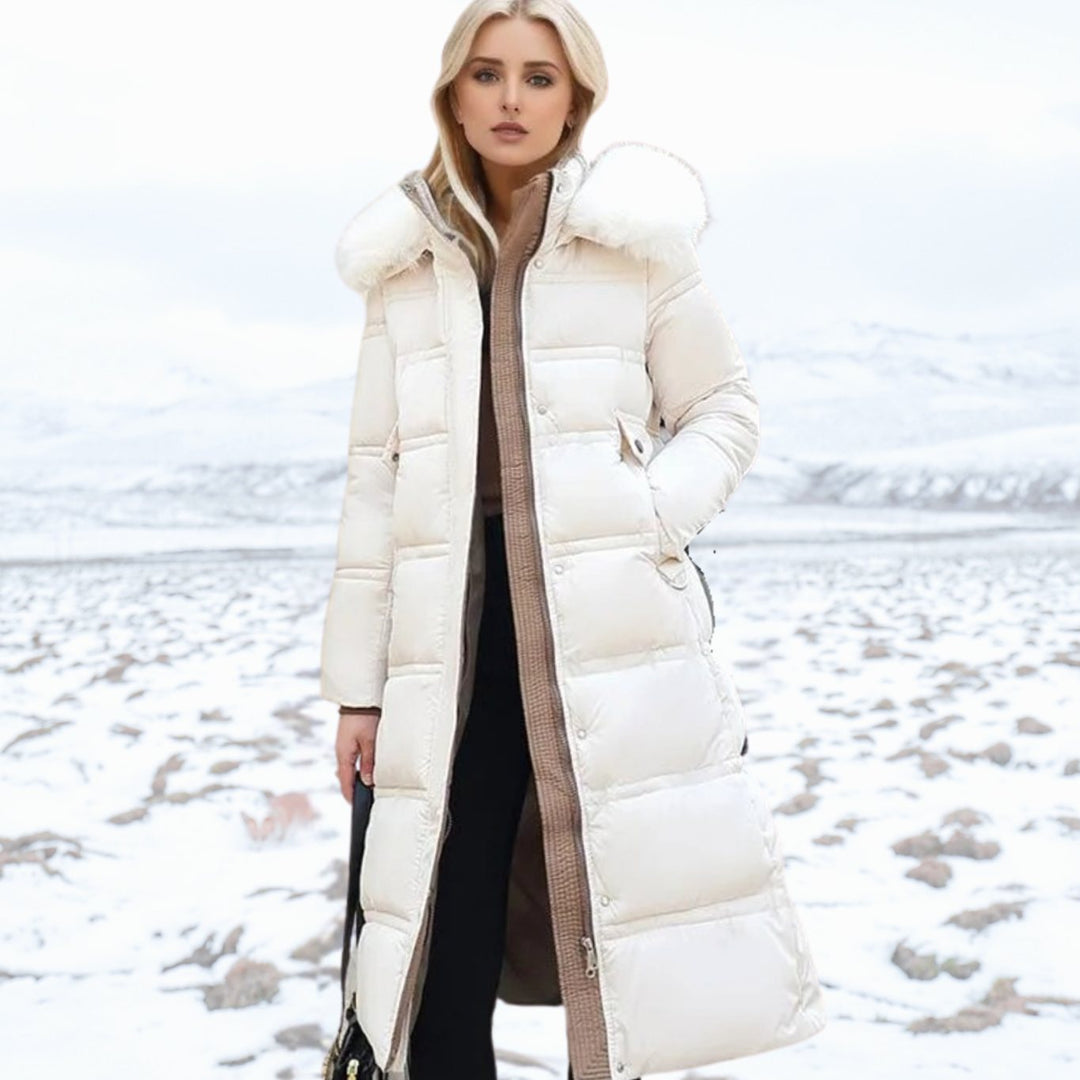 Women's Designer Fur-Hood Longline Puffer Winter Parka
