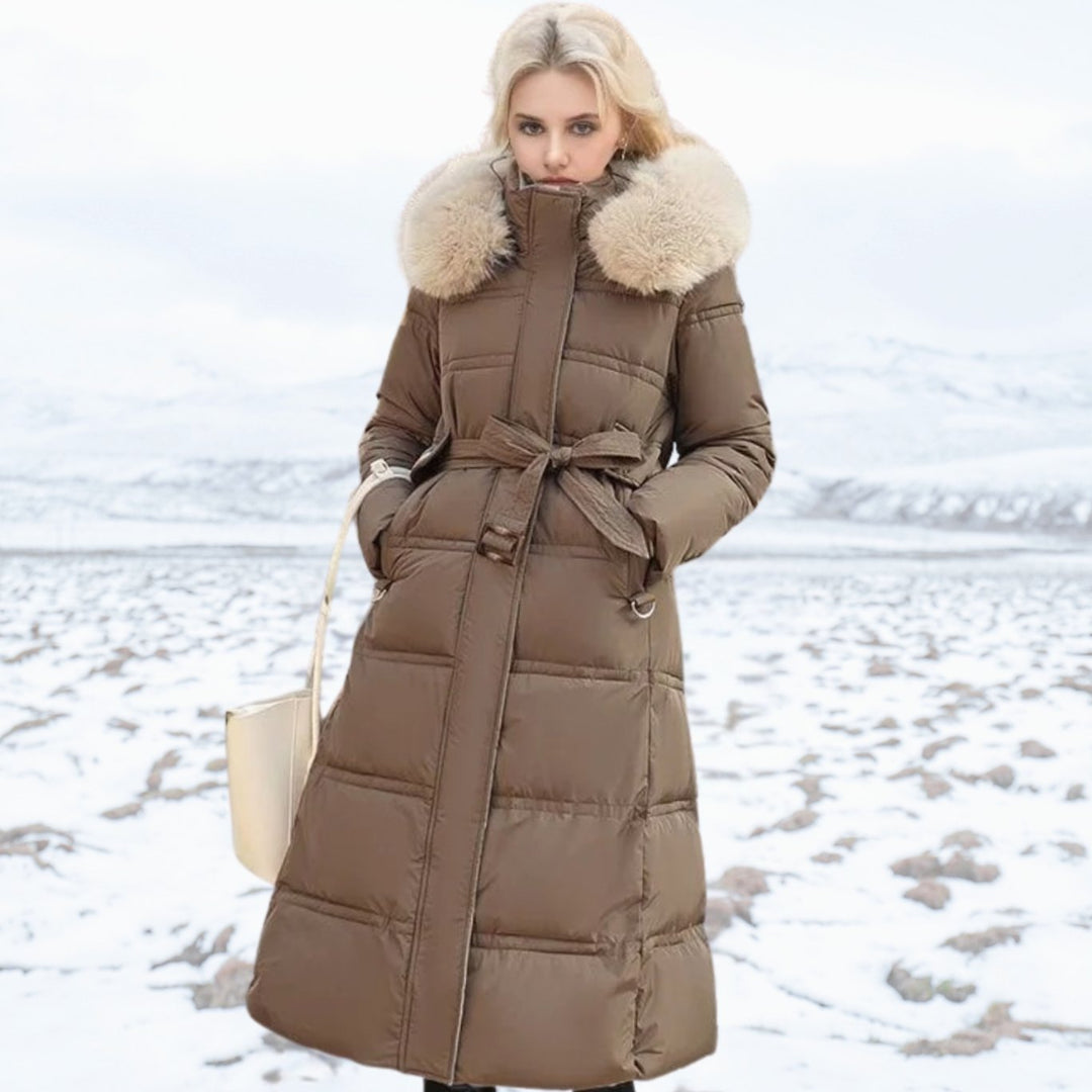 Women's Designer Fur-Hood Longline Puffer Winter Parka