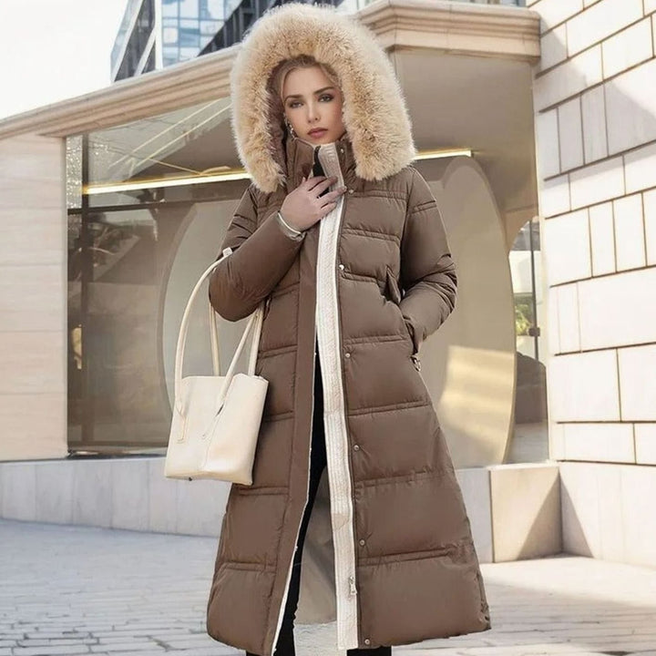 Women's Designer Fur-Hood Longline Puffer Winter Parka