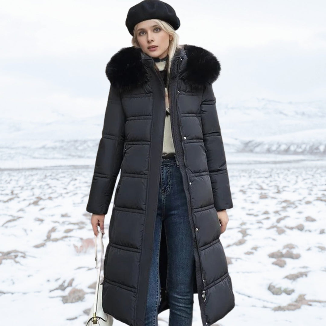 Women's Designer Fur-Hood Longline Puffer Winter Parka