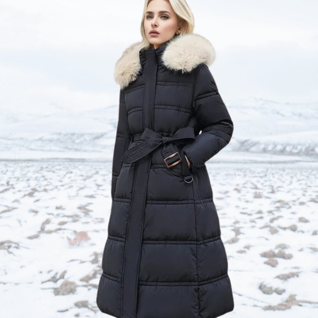 Women's Designer Fur-Hood Longline Puffer Winter Parka