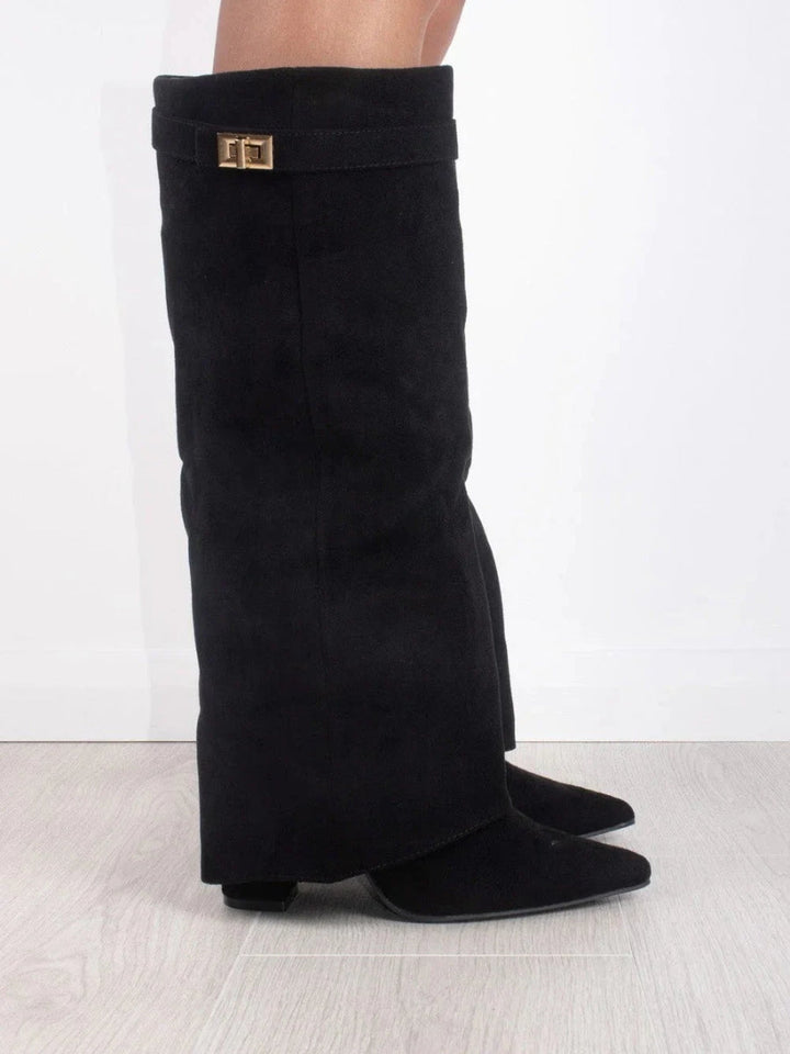Ladies' Suede Boots with Gold Fastening